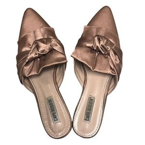Cape Robbin Rose Gold Satin Pointed Toe Slip-On Flats